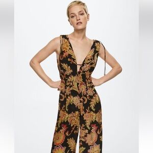 Mango Black/Floral Jumpsuit